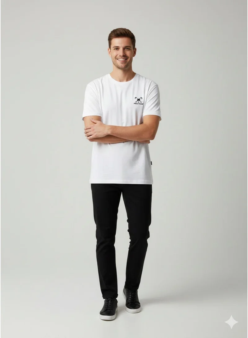 لعب البولو تيشيرت رجالي مطبوع أبيض